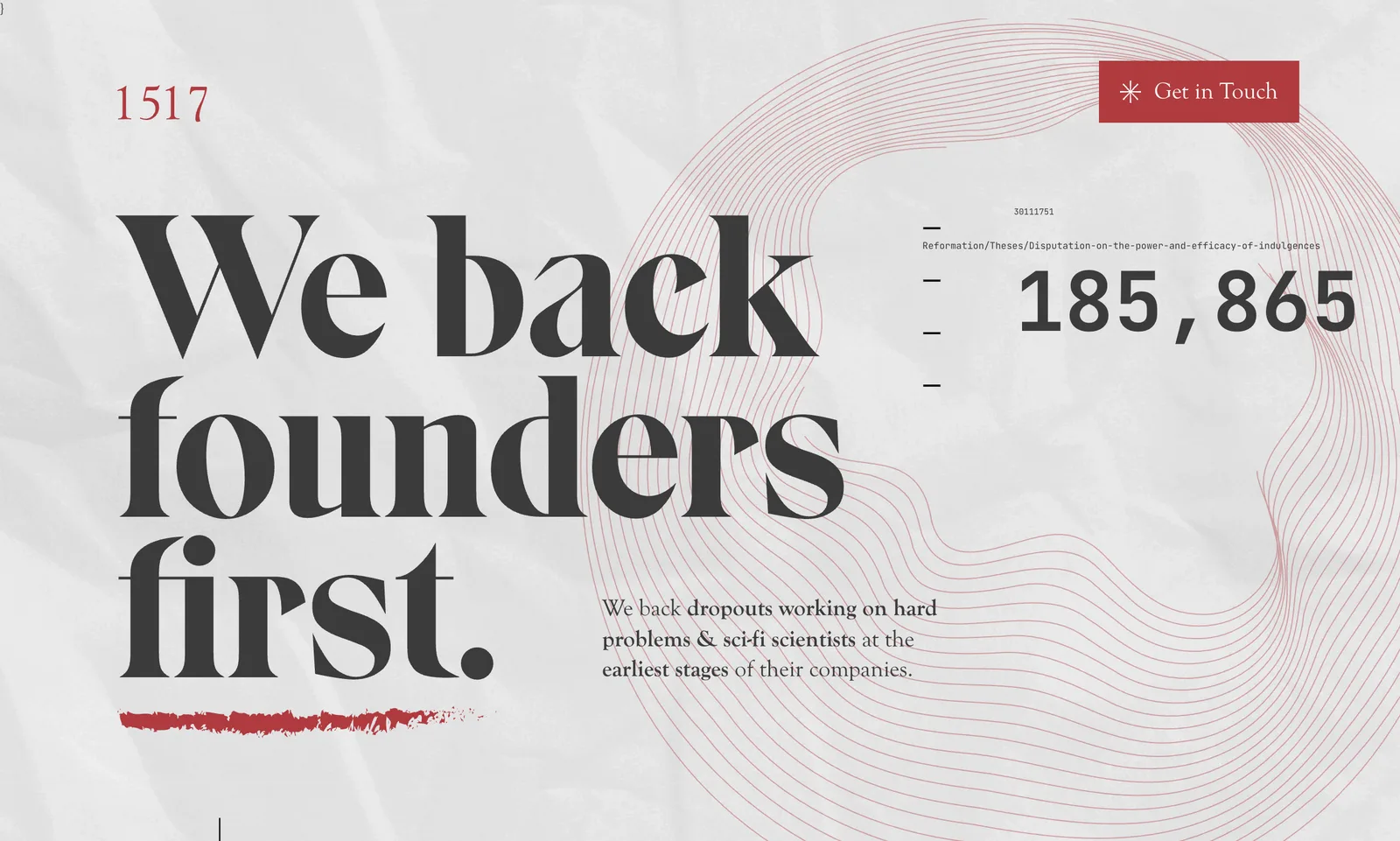 1517 Fund homepage: We back founders first