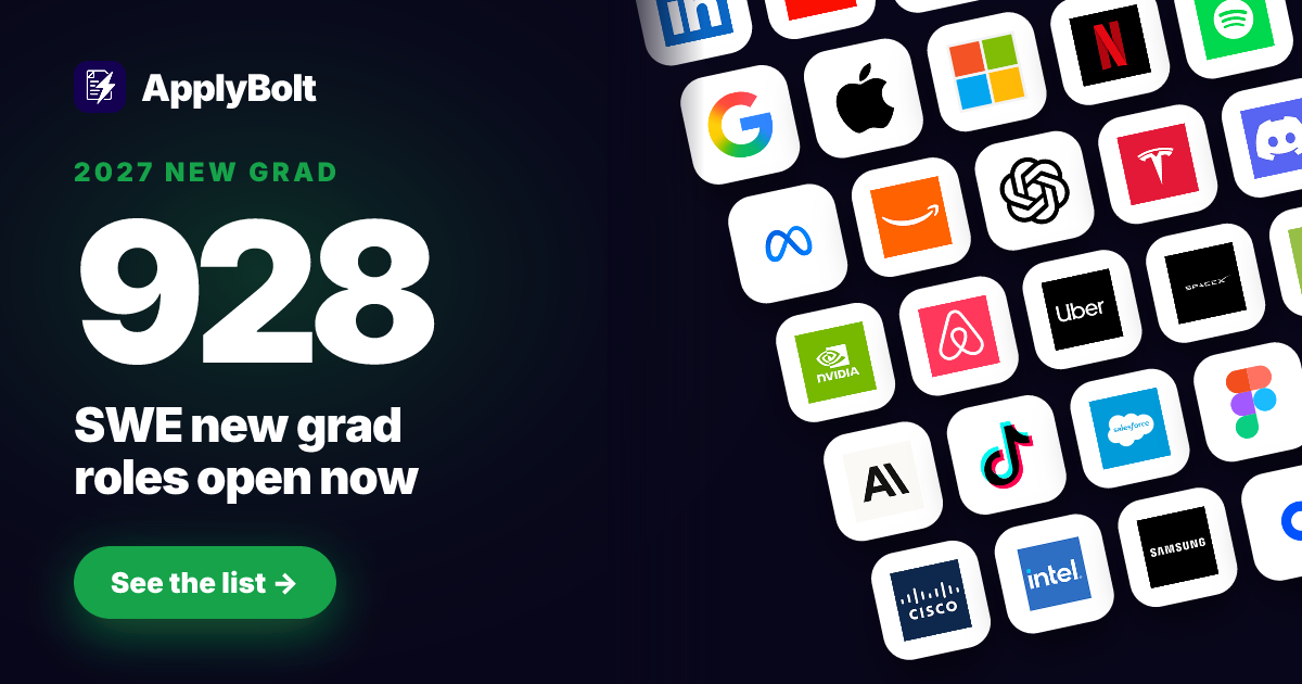 New Grad Software Engineering Jobs 2027 - Entry Level SWE | ApplyBolt